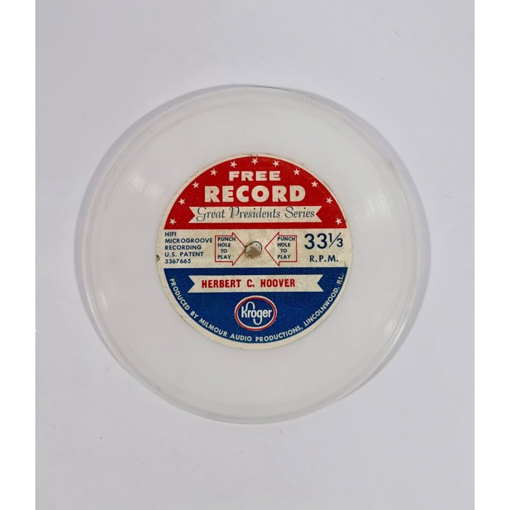 Vintage 33 1/3 RPM Kroger Great Presidents Series Free Record Herbert C Edition